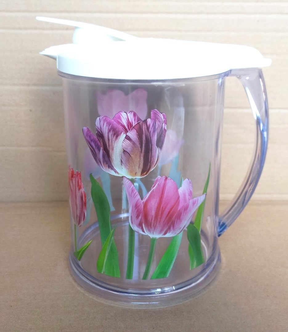 Ca đựng nước nhựa trong hoa tuylip 1,5 lít (18x13cm), Mã số: TL5518