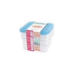 Bộ hộp đựng thực phẩm 3 cái /bộ dùng trong tủ lạnh & LVS 300ml - vuông (10.6x11.6x9cm), mã số: JCJ-31321