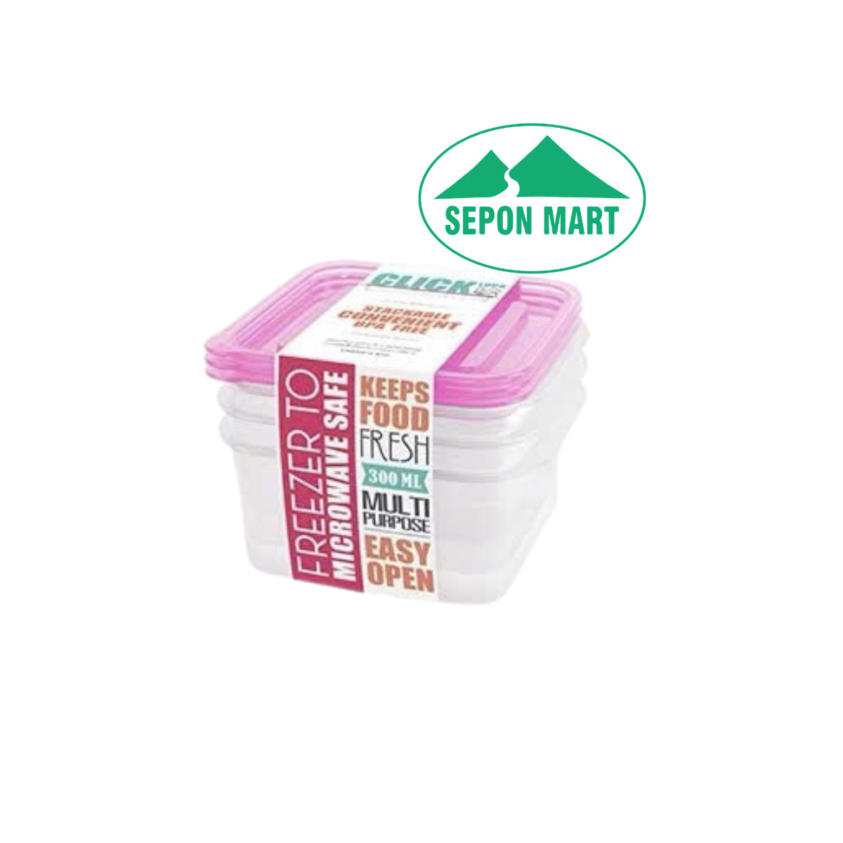 Bộ hộp đựng thực phẩm 3 cái /bộ dùng trong tủ lạnh & LVS 300ml - vuông (10.6x11.6x9cm), mã số: JCJ-31321
