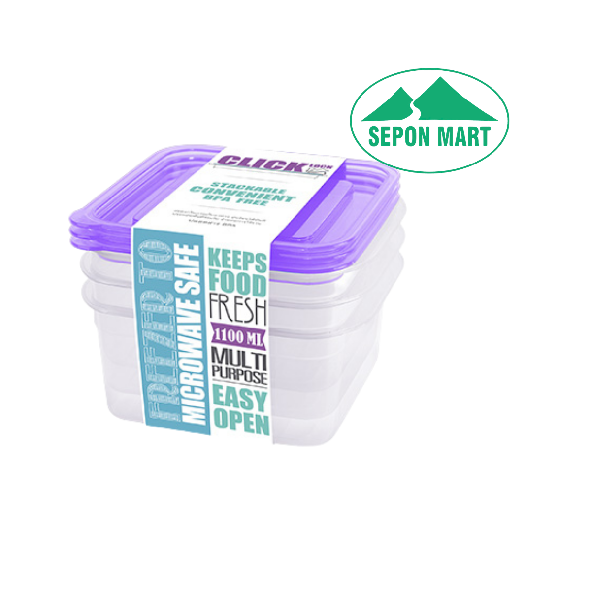 Bộ hộp đựng thực phẩm 3 cái /bộ dùng trong tủ lạnh & LVS 1100ml - vuông (15.8x17.4x11.7cm), mã số:JCJ-31323