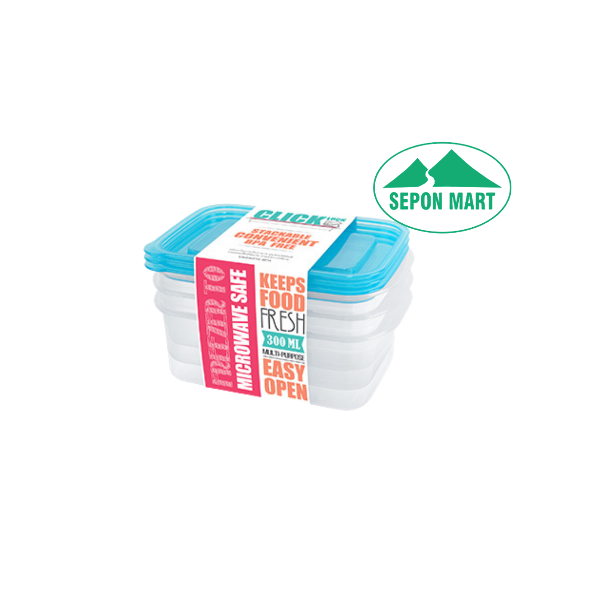 Bộ hộp đựng thực phẩm dùng trong tủ lạnh & LVS 300ml (hcn, 3 cái /bộ - 9.5x14.4x8.5cm), mã số: JCJ-31324