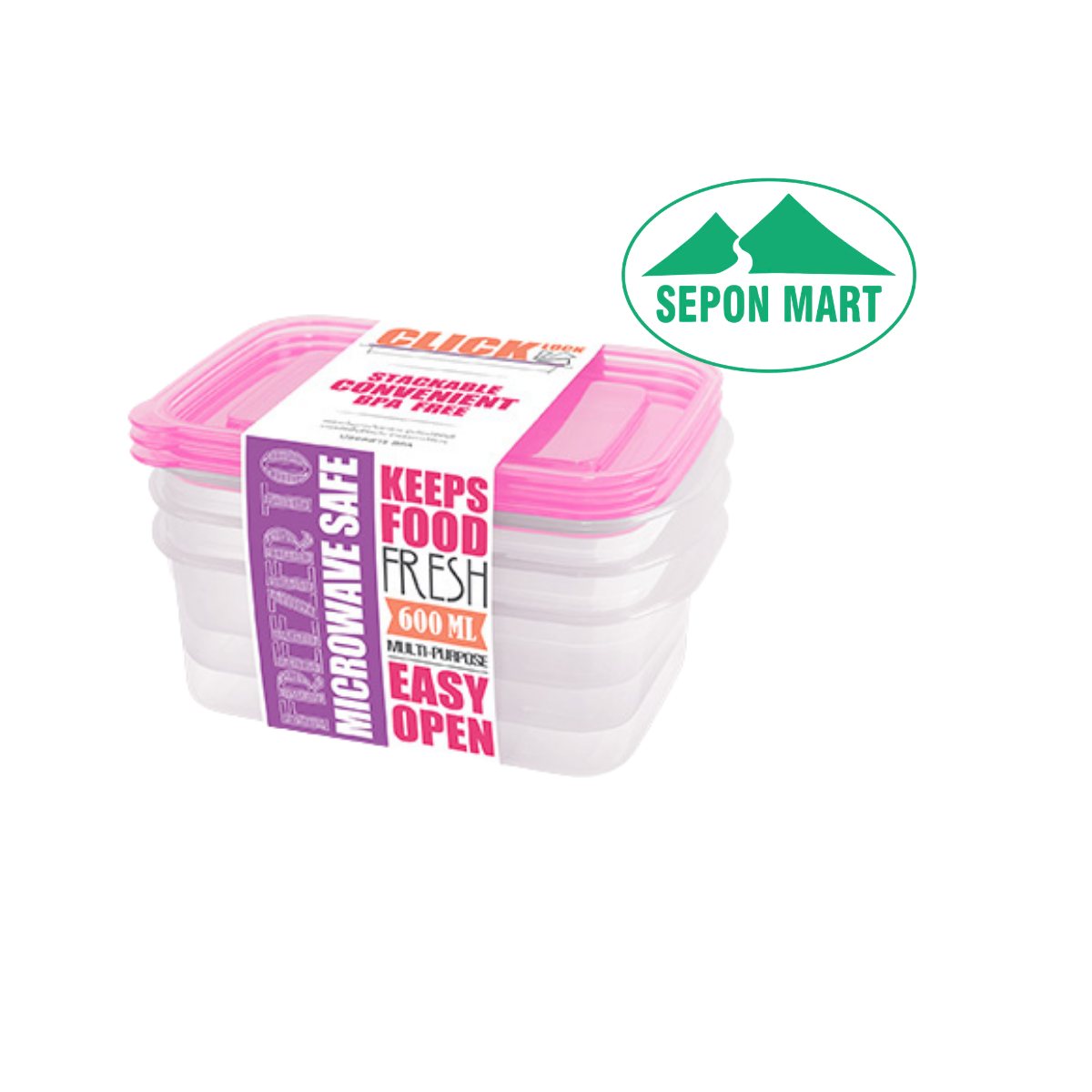 Bộ hộp đựng thực phẩm 3 cái /bộ dùng trong tủ lạnh & LVS 600ml - hcn (11.2x17x10cm), mã số: JCJ-31325