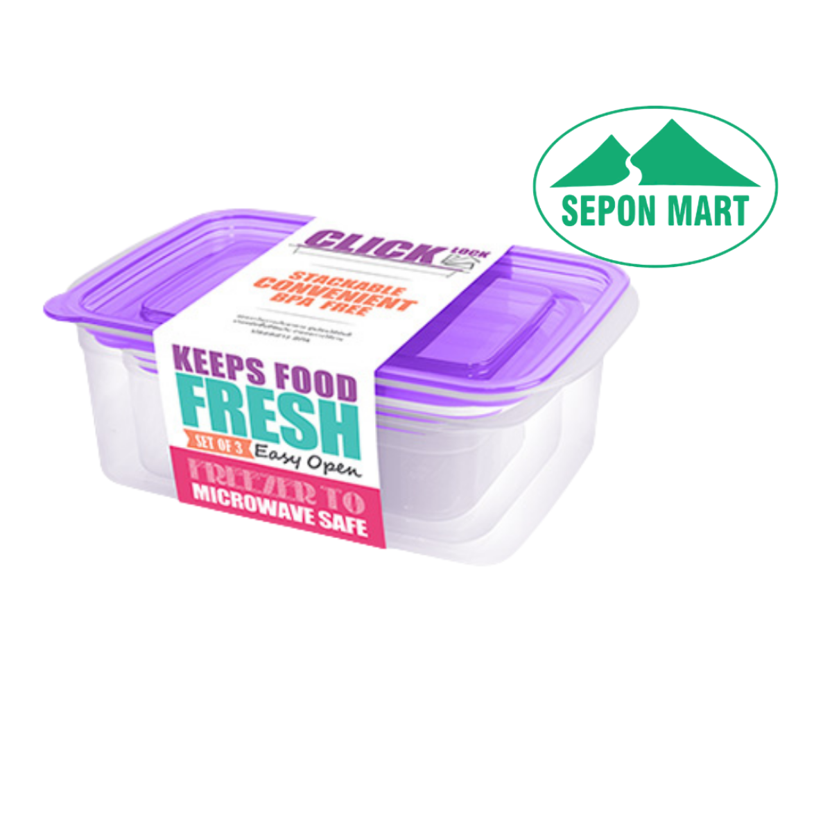 Bộ hộp đựng thực phẩm 3 cái/bộ dùng trong tủ lạnh & LVS 300ml + 600ml + 1050ml hcn (13.2x20.2x7cm, Mã số: JCJ - 31329