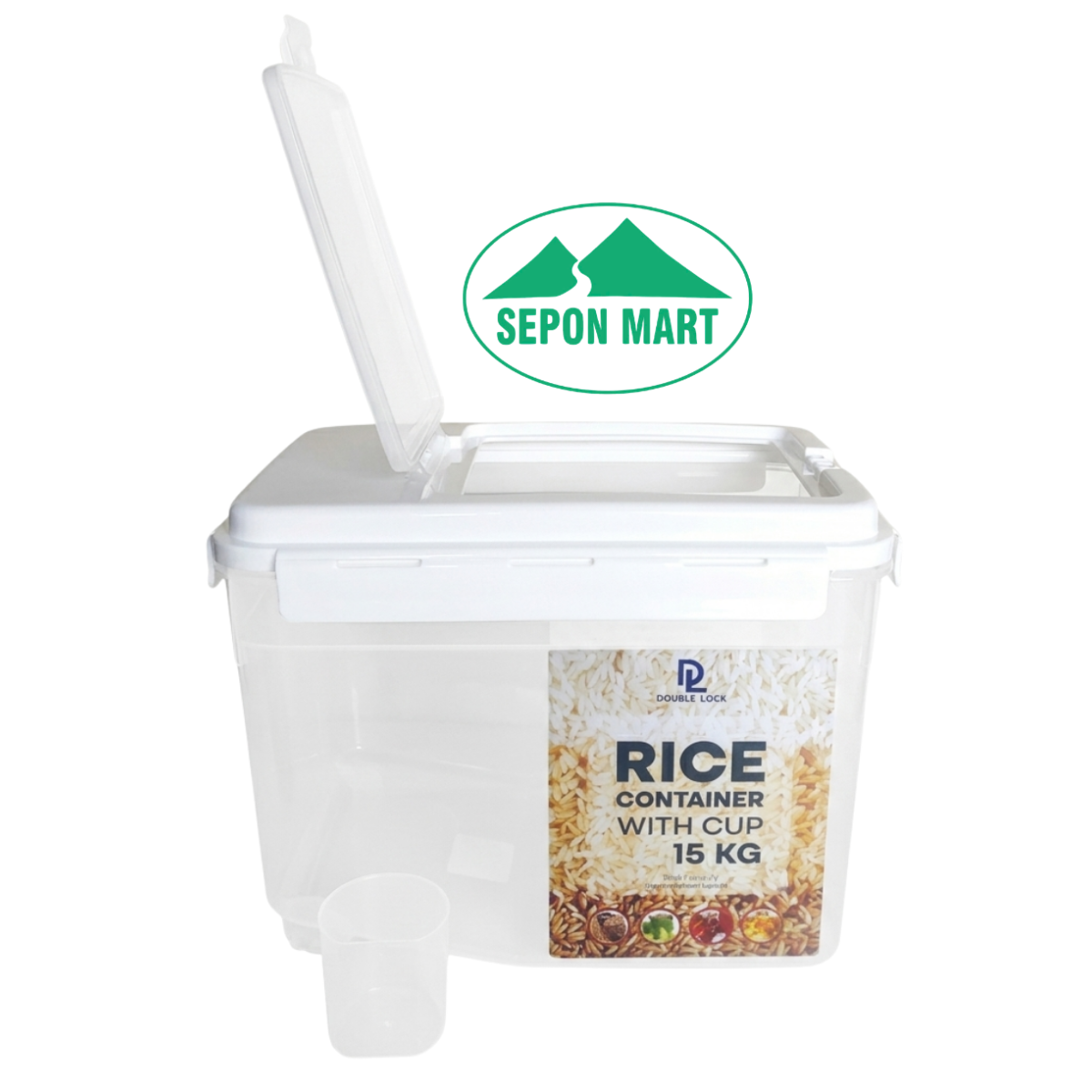 Thùng đựng gạo 16kg (18.2 lít) có bánh xe (24x36.5x26cm), Mã số: JCJ-1399
