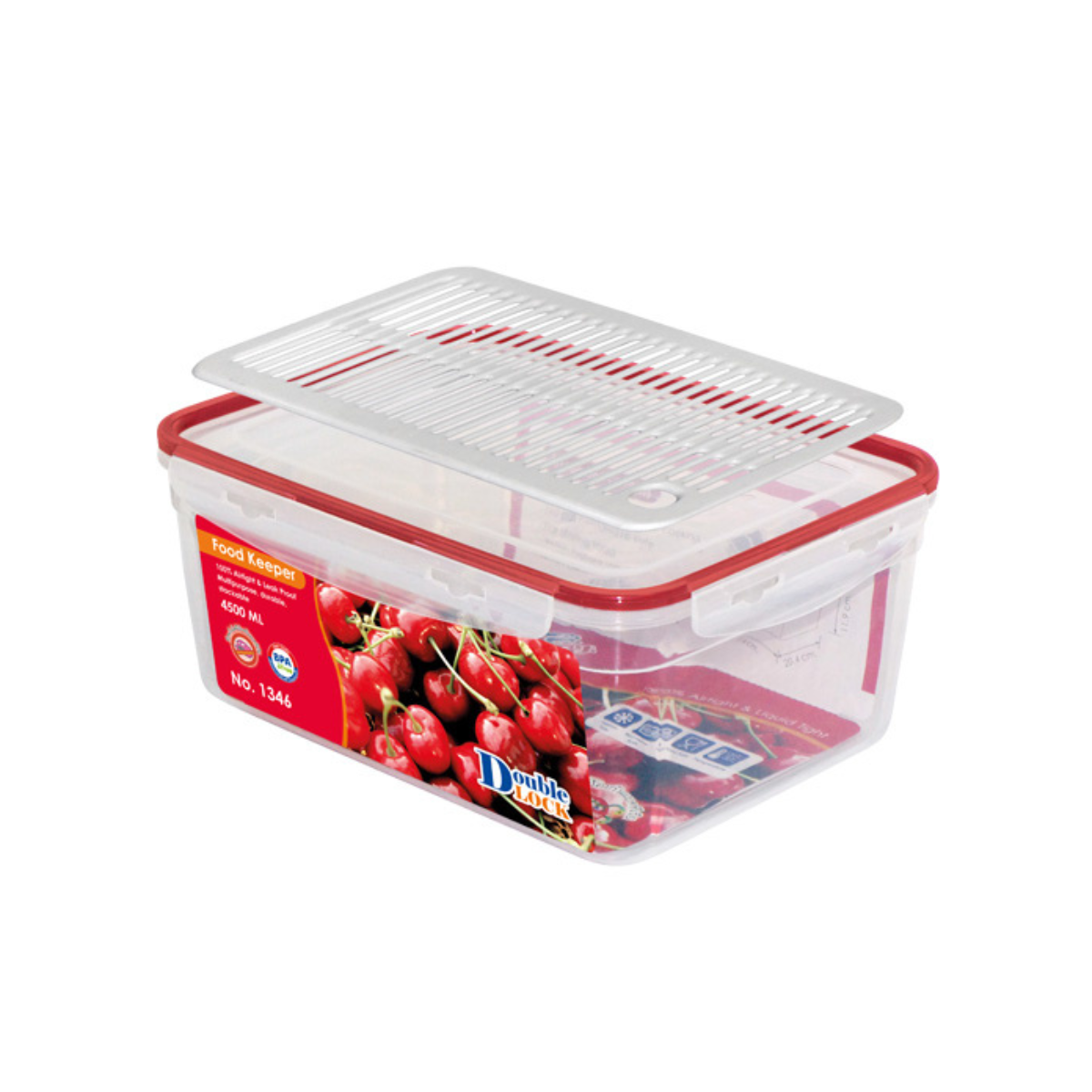 Hộp đựng thực phẩm Double Lock dùng trong tủ lạnh & LVS 4500ml - hcn (20.4x27.4x11.9cm), Mã số: JCJ-1346