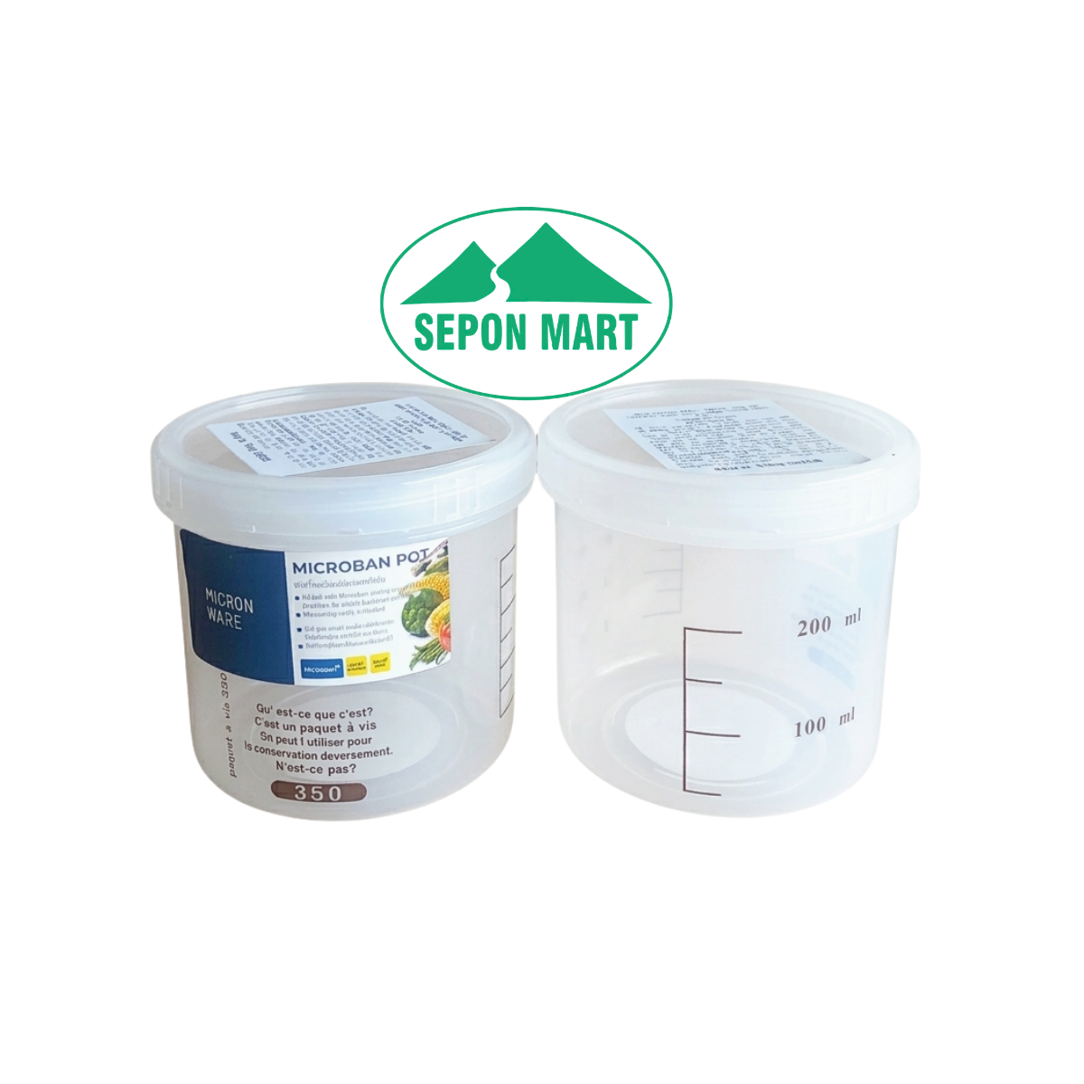 Hộp đựng thực phẩm, gia vị (kháng khuẩn & chia vạch tiện lợi) 350ml (8.5x8cm), Mã số: 5632