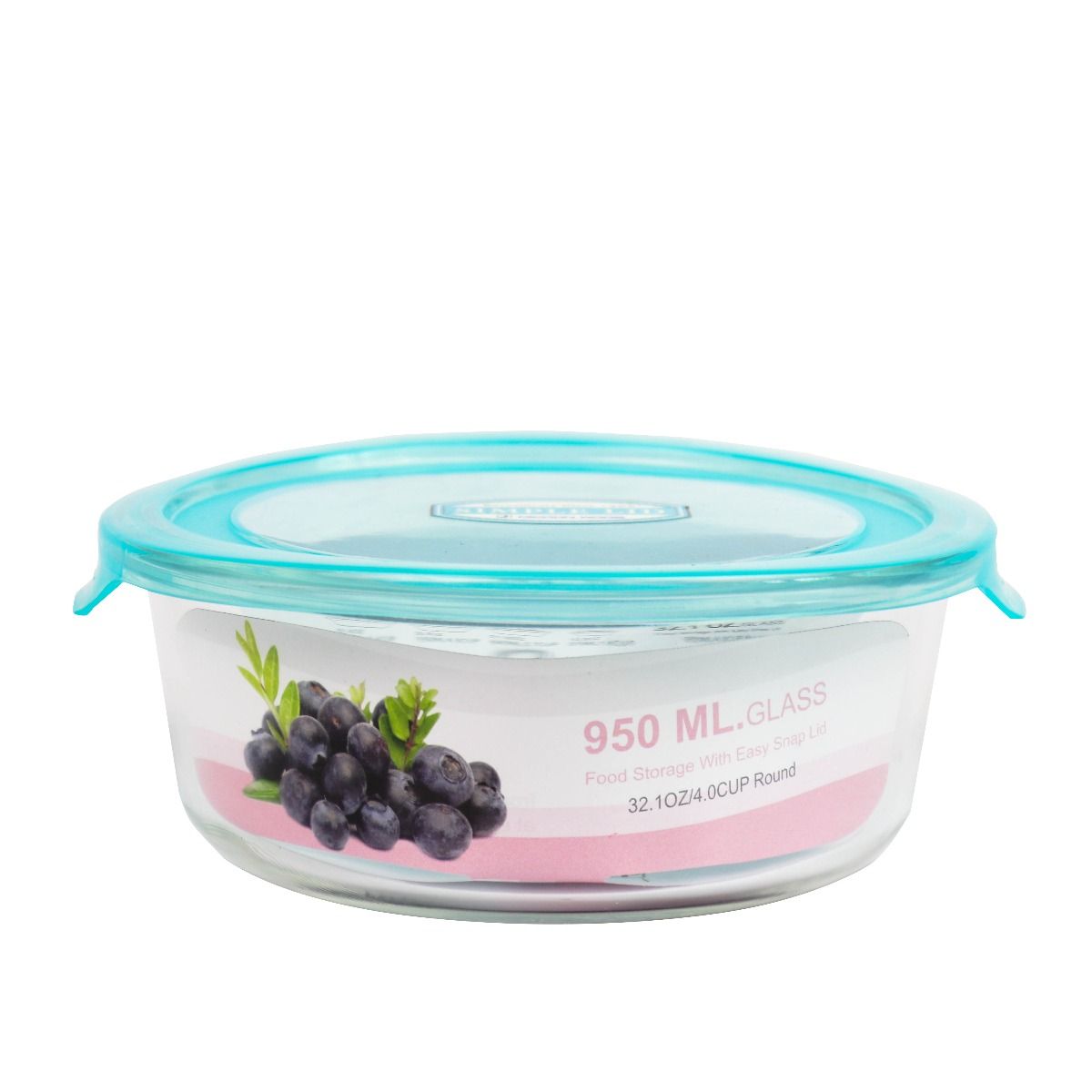 Hộp đựng thực phẩm thủy tinh dùng trong tủ lạnh & lò vi sóng 950ml - tròn (17.5x9x6cm), Mã số 6382