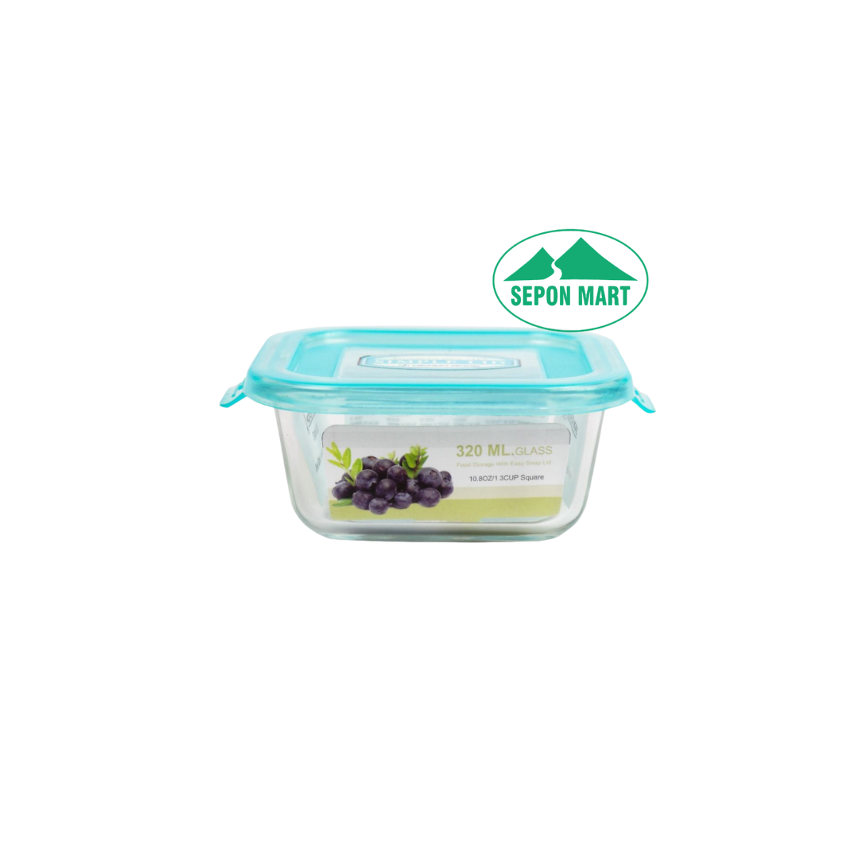 Hộp đựng thực phẩm thủy tinh dùng trong tủ lạnh & lò vi sóng 350ml - vuông (11.5x13.5x5cm), Mã số 6385
