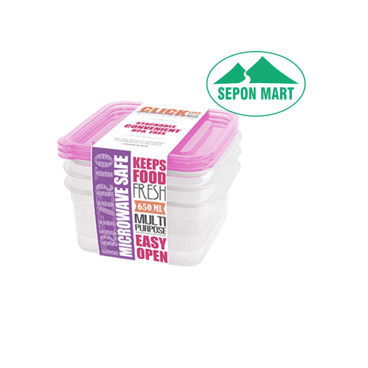 Bộ hộp đựng thực phẩm  3 cái /bộ dùng trong tủ lạnh & LVS 650ml - vuông (13x14.3x10.3cm), mã số: JCJ-31322