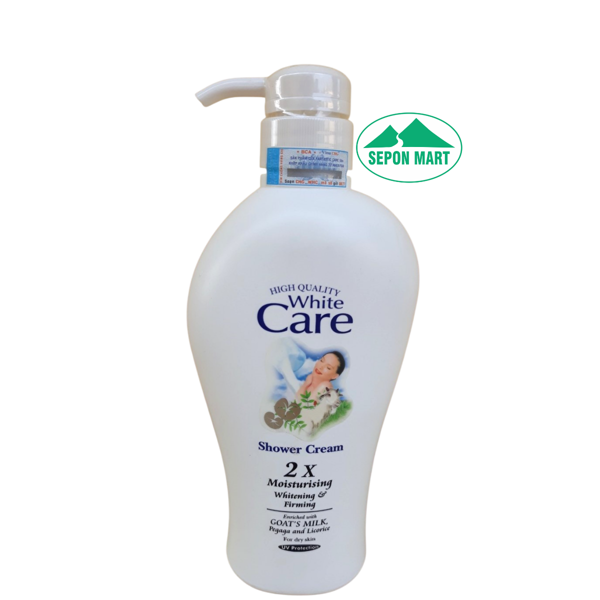 Sữa tắm White care 550ml (t/c sữa dê & cam thảo - trắng), Mã số: 9555370400109