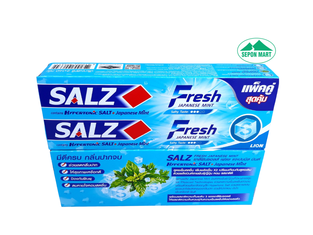 Kem đánh răng SALZ 140g x 2 ống (Fresh - T/C muối bạc hà), Mã số: 8850002906655
