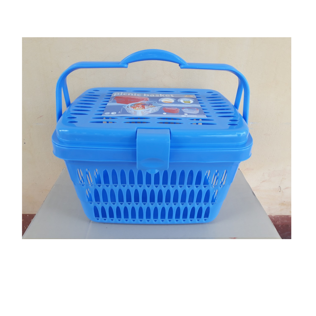 Giỏ nhựa hình chữ nhật có nắp (31x41x23.5cm), mã số: PN868