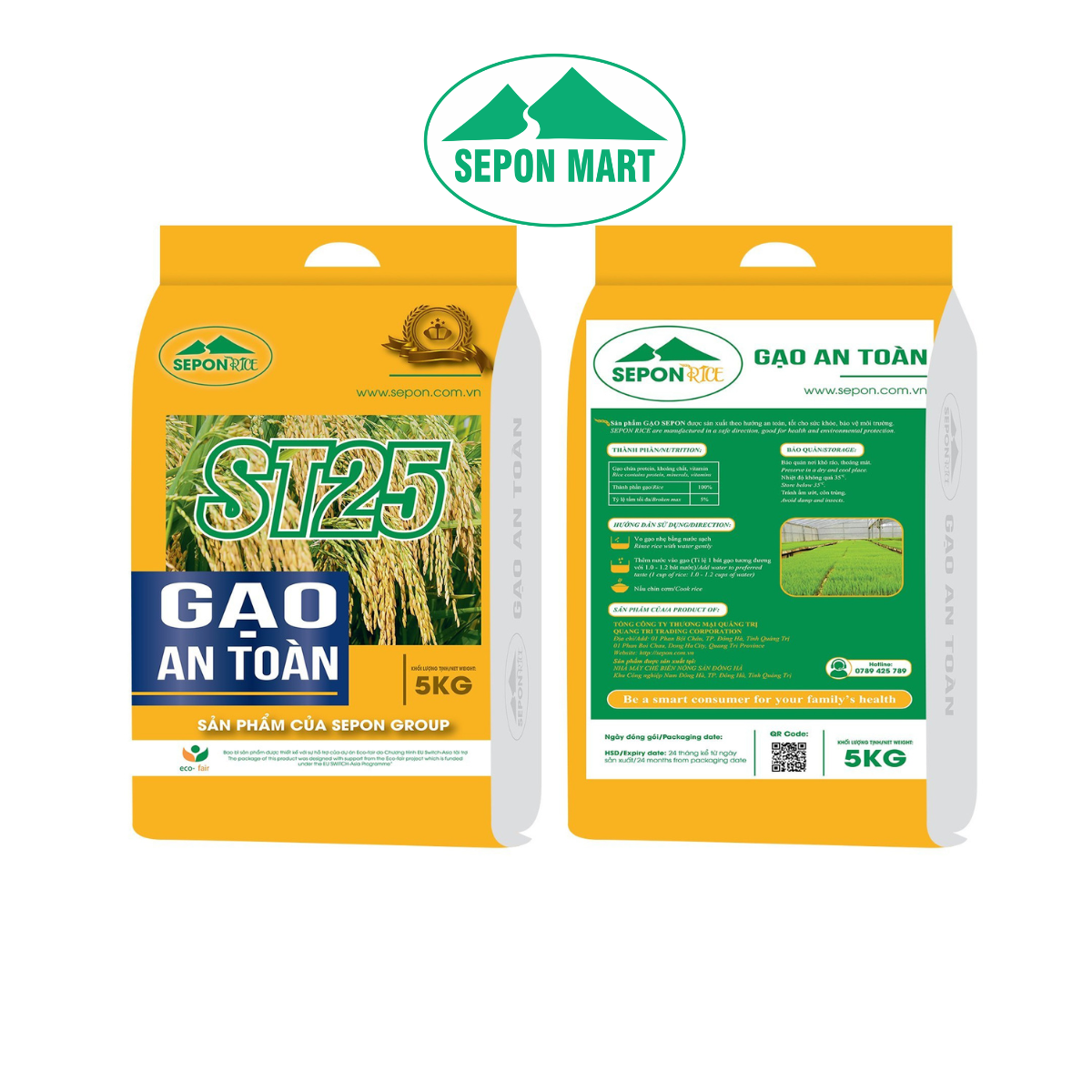 Gạo An toàn Sepon ST25 gói 5kg